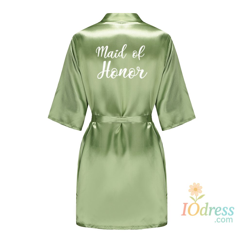 IO Dress Satin Silk Robes Plus Size Wedding Bathrobe Bride Bridesmaid Mother Maid of Honor Gown Women Clothing Sleepwear Sage Green