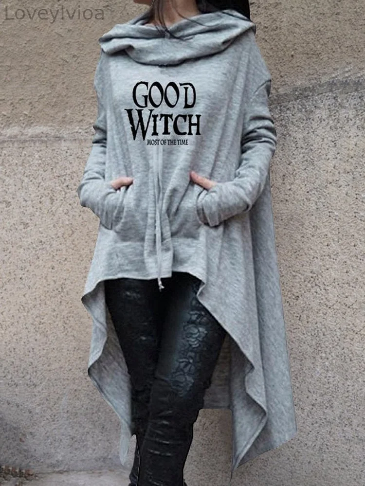 GOOD WITCH MOST OF THE TIME Printed Long-sleeved Women's Sweater With Two Wool Pockets