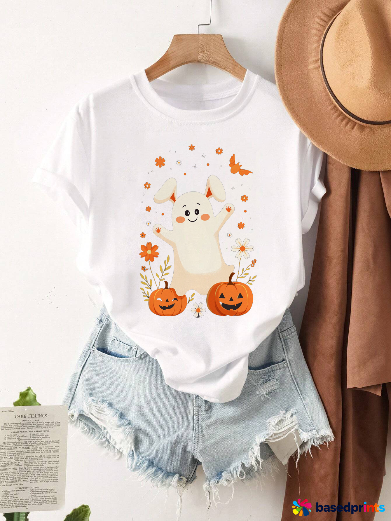 Halloween Ghost Pumpkin T-Shirt Women Casual Short Sleeve T-Shirts