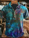 Vintage Colorful Old Printed Casual Polo Shirt