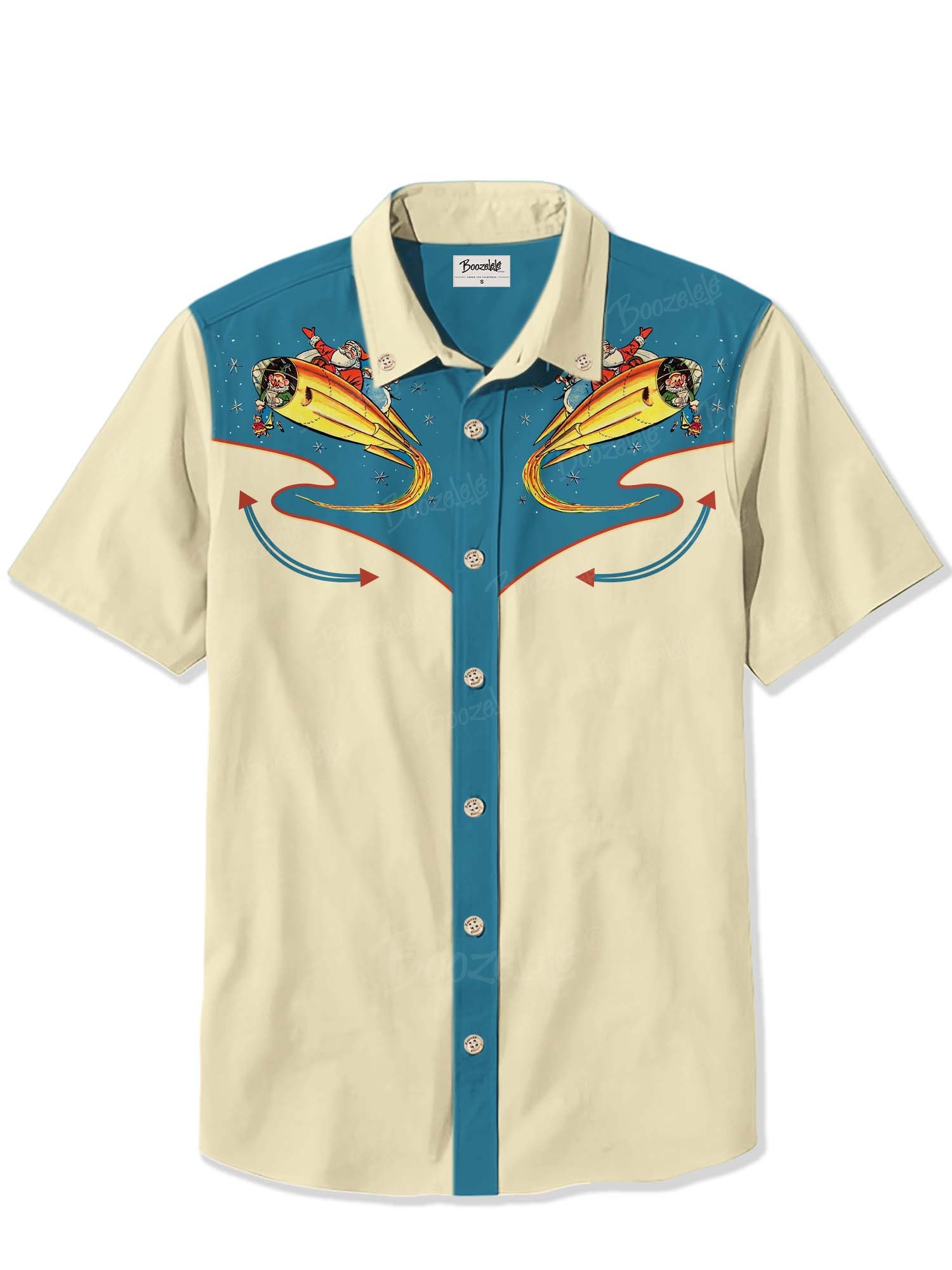 Christmas Vintage Rocket And Santa - 100% Cotton Shirt