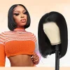 Black Bob Virgin Hair Short Straight Wigs