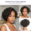 Natural Black / Brown Highlight Water Wave Pixie Cut Glueless Short Curly Wig