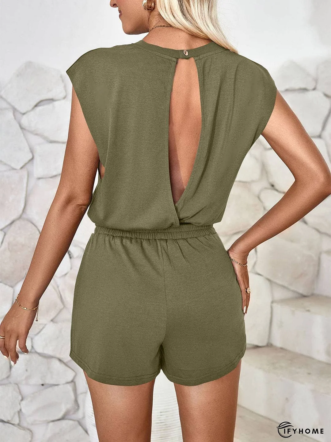 Cutout Round Neck Cap Sleeve Romper | IFYHOME