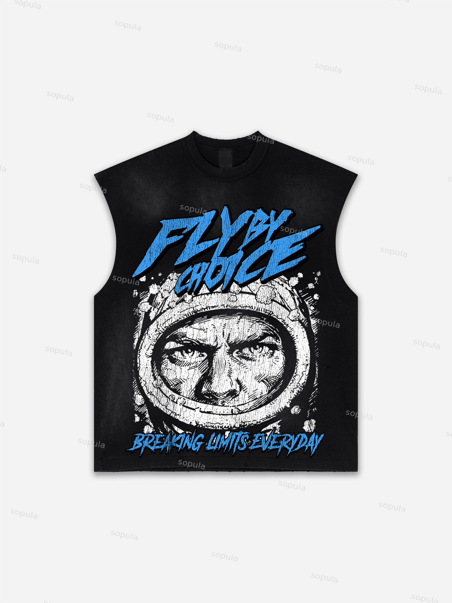 Fly By Choice Pilot Portrait Print Distressed Tank Top