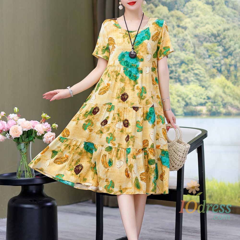 IO Dress New Dress Women Summer Sundress 2024 Casual short sleeve dress Vestidos Female O-Neck Robe Oversized Bohemian dresses