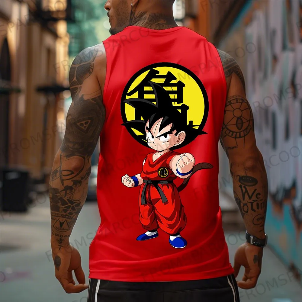 Casual Anime Print Gym Tank Top