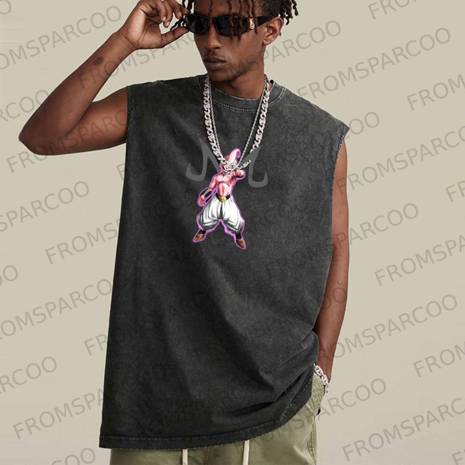 Casual Batik Anime Print Fitness Vest