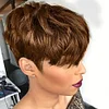 Glueless Black Gold Short Straight Bob Pixe Cut Hair