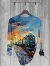 Train Art Print Casual Short Sleeve T-Shirt