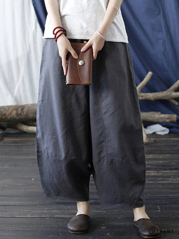 Simple Solid Color Elasticity Waisted Wide Leg Pants | IFYHOME