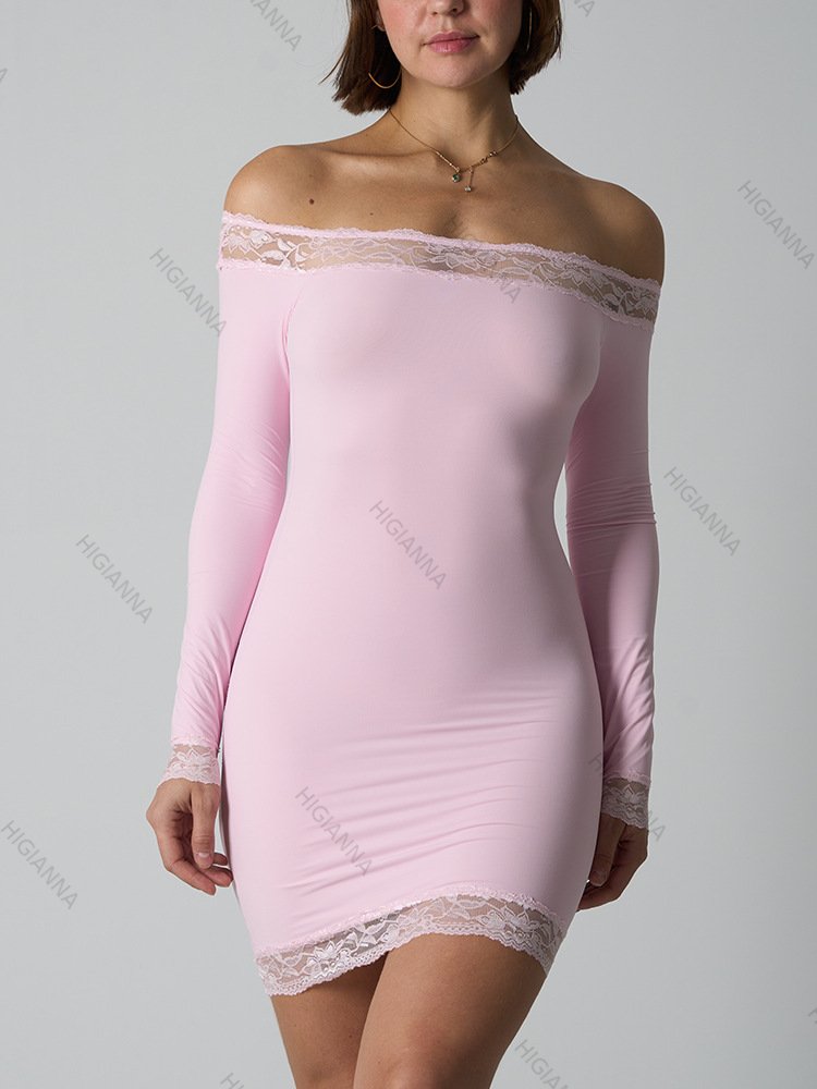 Lace Trim Off-Shoulder Bodycon Dress - HIGIANNA&reg;