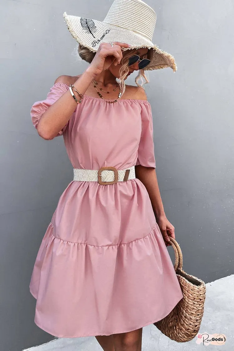 Square Neck Short Sleeve Mini Dress