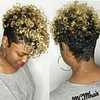 Black Gold Short Pixed Cut Spiral Curly Tapered Wig With Bang