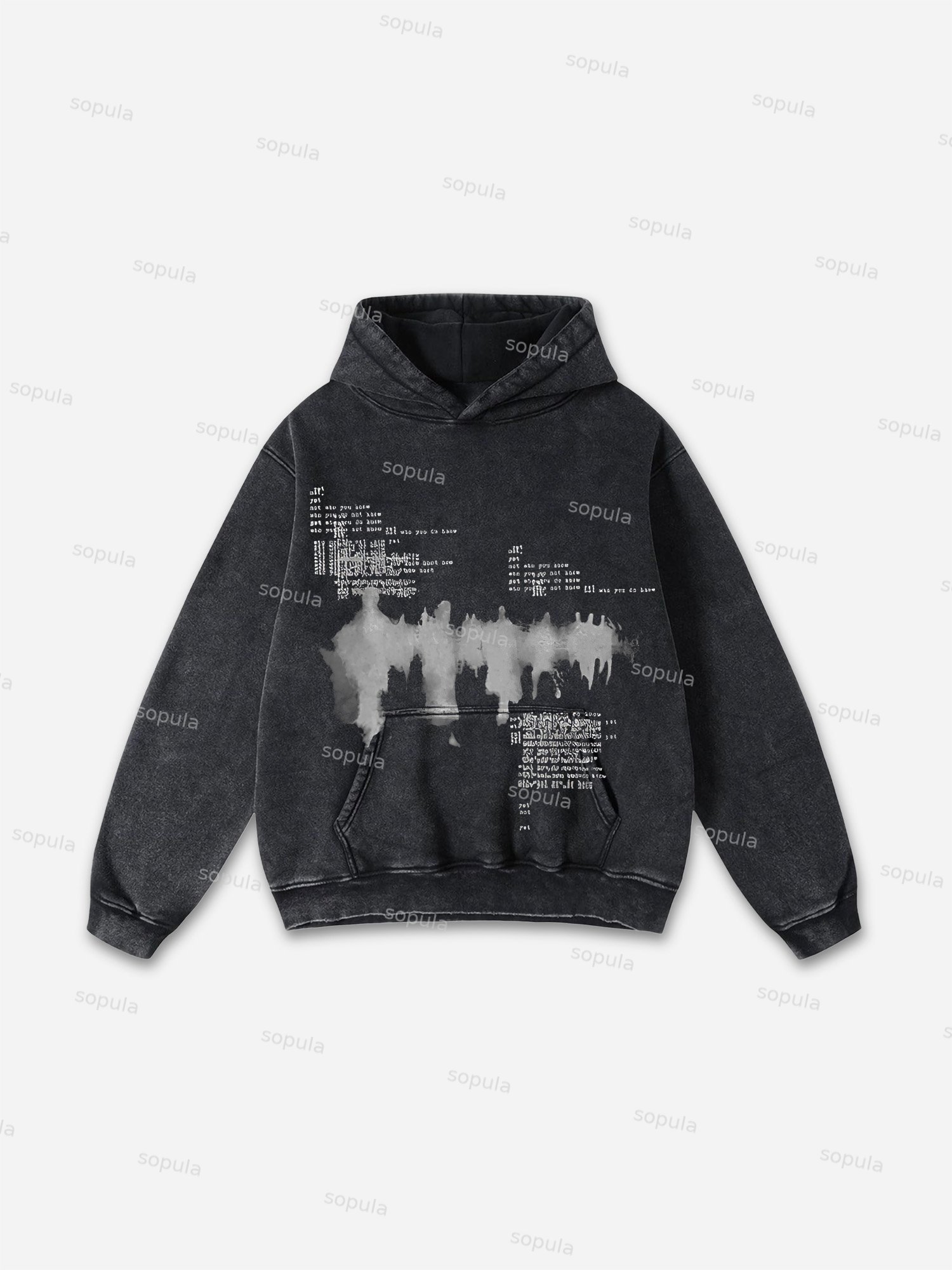 Sopula Vingate Portrait Phantom Graphic Acid Washed Oversized Hoodie