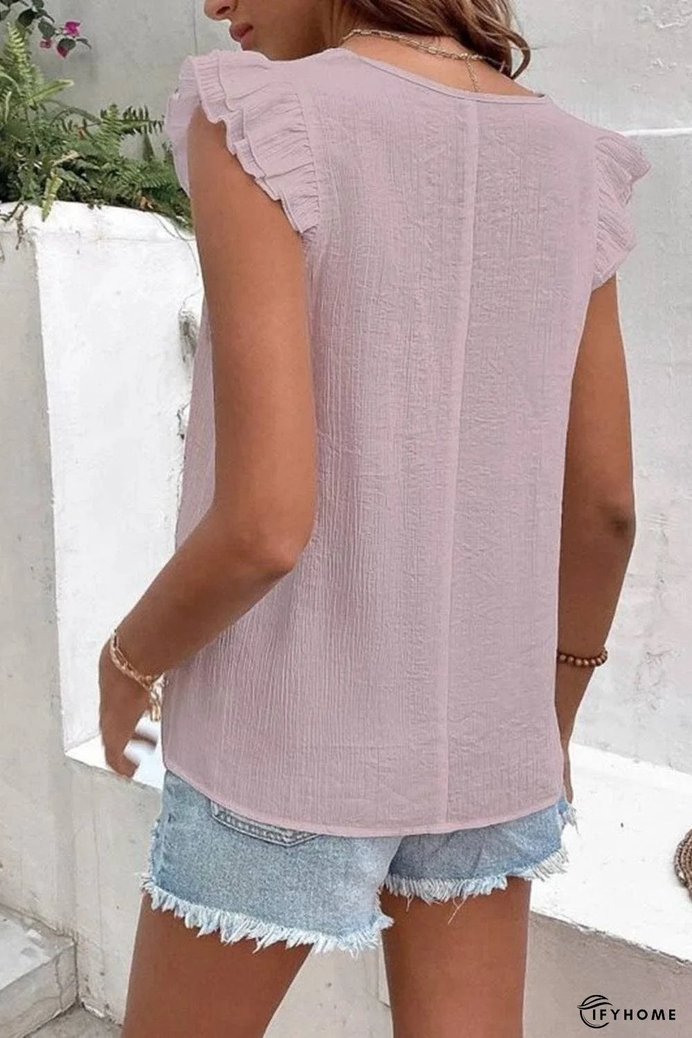 Full Size Ruffled V-Neck Cap Sleeve Blouse | IFYHOME