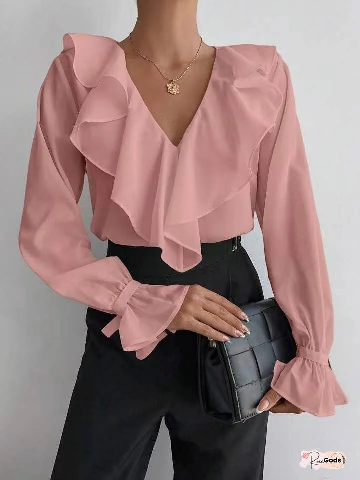 Long sleeve ruffle blouse