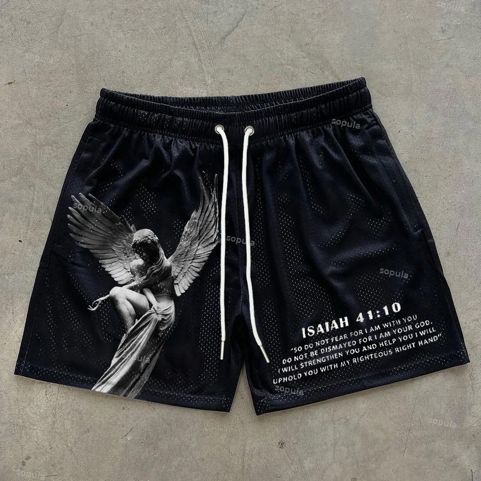 Sopula Angel Isaiah 41 10 Print Graphic Men's Mesh Shorts