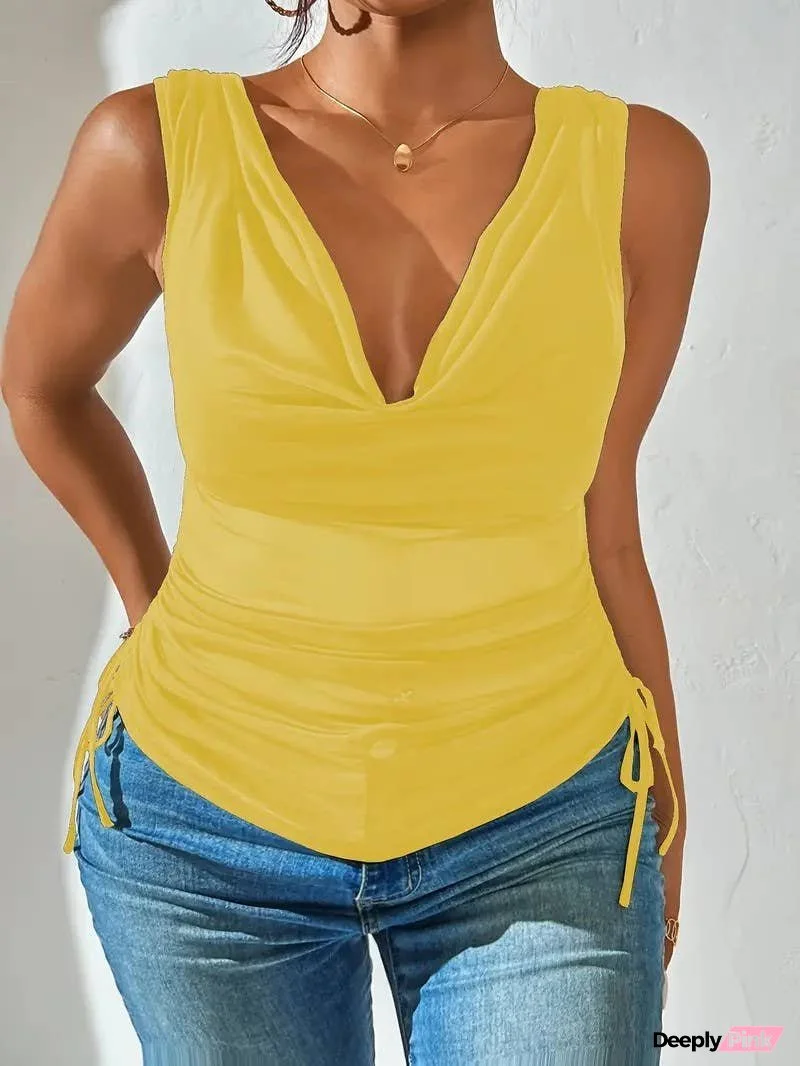 Women’s sexy V-neck sleeveless crop top