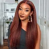 Glueless Brown Kinky straight 200% density glueless brazilian wigs