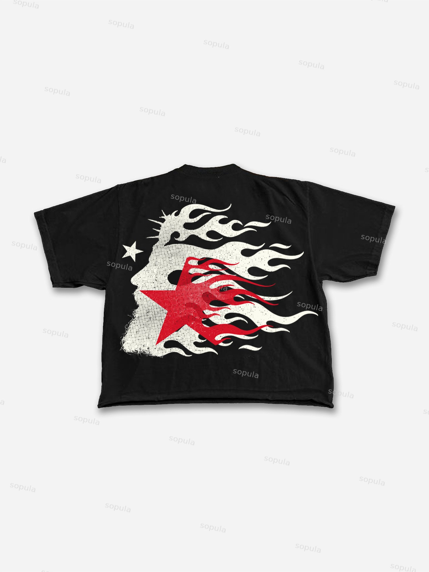 Flame Jesus God Silhouette Network Vintage Graphic Cropped T-shirt