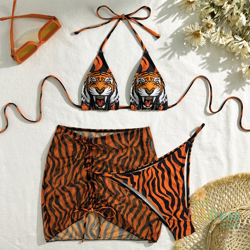 IO Dress Sexy Tiger Bikinis 2025 Swimsuits Women's Swimwear Push Up Female Beach Swim Wear Bathing Suits Brazilian Bikini Set Pool Bather
