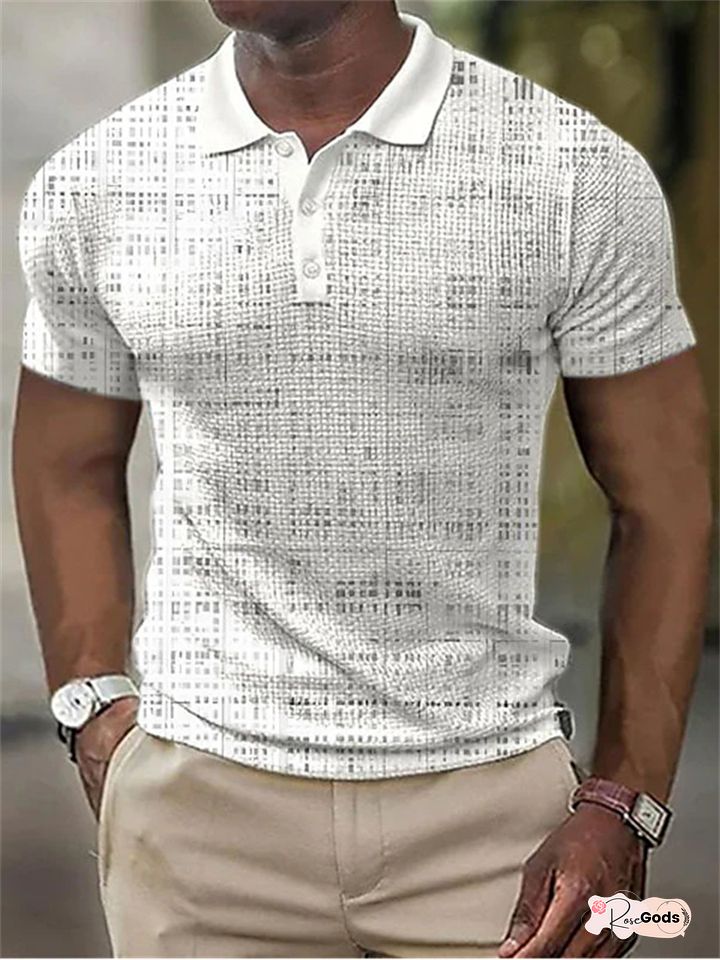 Men's Polo Shirt Golf Shirt Plaid Graphic Prints Turndown White Yellow Blue Gray Outdoor Street Short Sleeve Print Clothing Apparel Fashion Designer Casual Breathable