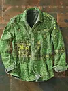 Men's Vintage Pattern Printed Casual Long Sleeve Lapel Shirt