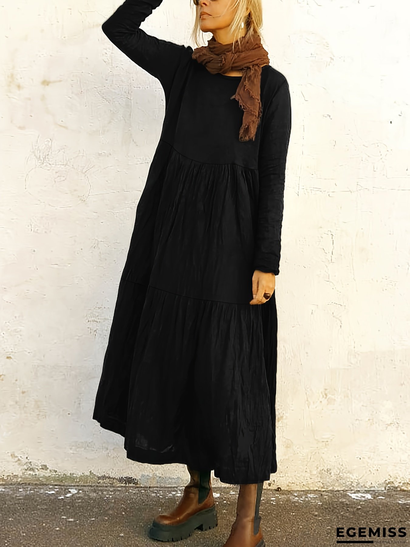 Women's Elegant Black A-Line Maxi Dress - Flared Bottom Non-Stretch Formal & Everyday Dresses, Machine Washable All-Season Outfit for Women (Casual, Office, Party), Stylish Dresses for Women, Evening Gown for Women Elegant Classy | EGEMISS