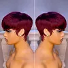 Glueless  Black Short Straight Bob Pixe Cut Hair