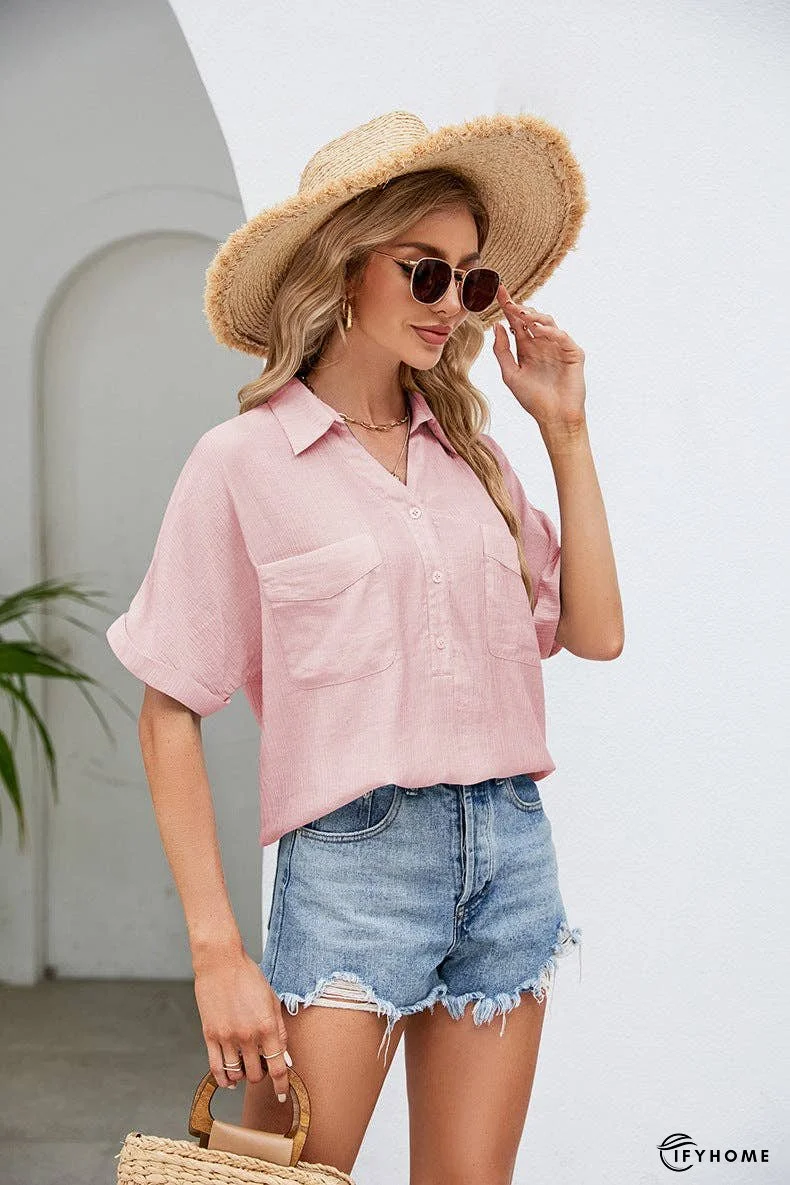 Half Button Johnny Collar Blouse | IFYHOME
