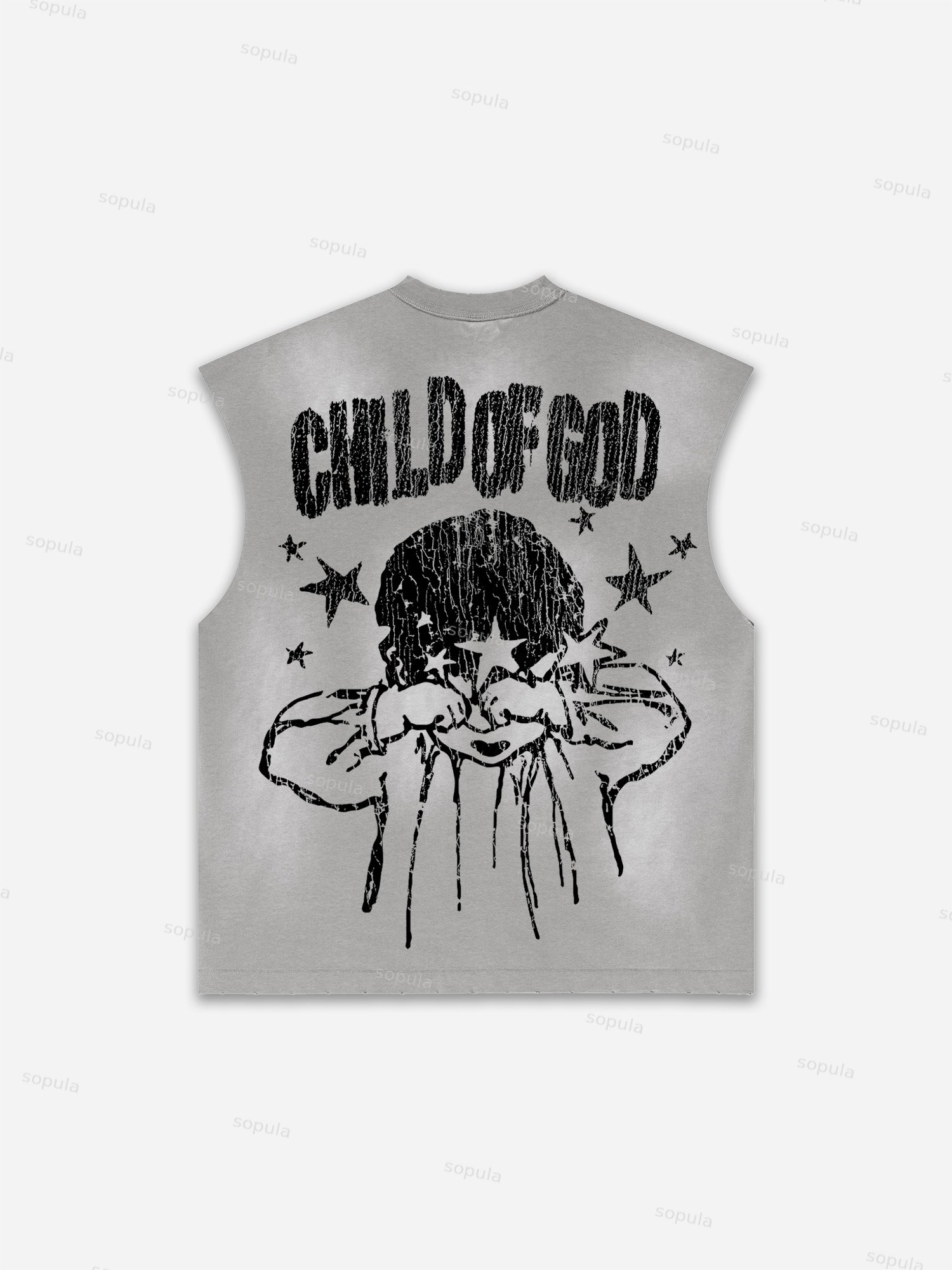 Men's Washed Child Of God Fun Kids Print Tank Top