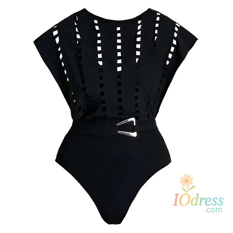 IO Dress One-piece Swimsuit New V-neck Sexy Hollow Out Spicy Girl Style Swimwear Short Skirt Set for Women