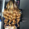 Brown Mixed Gold Body Wavy Hair Wig