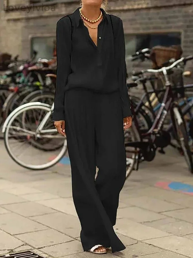 Women's Solid Color Long Sleeve Loose Suit