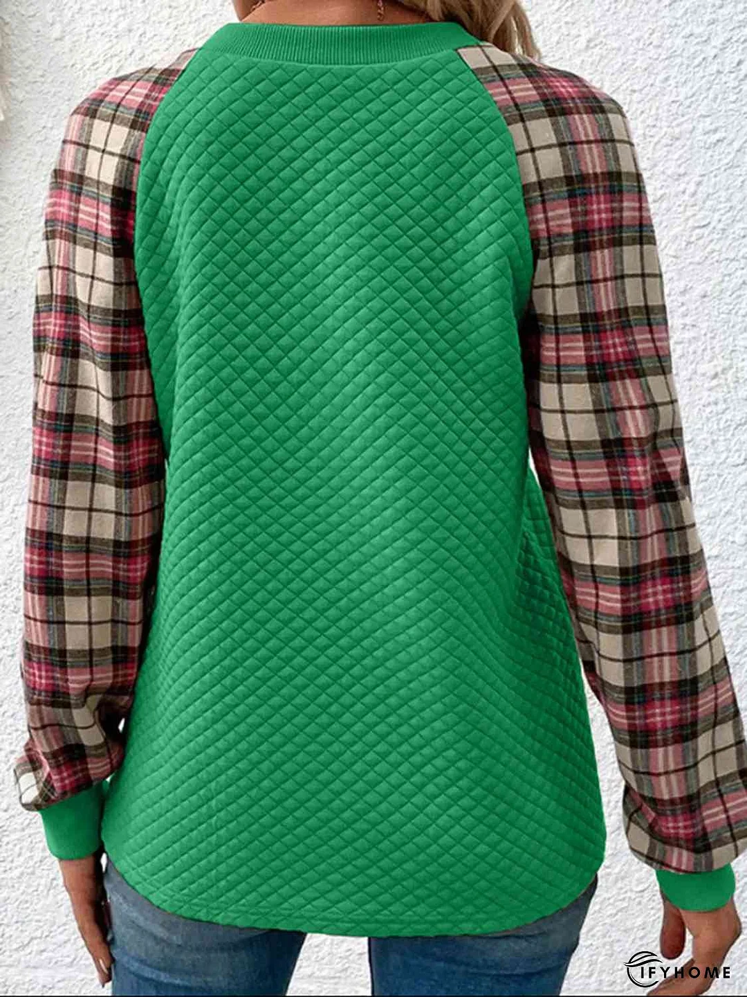 Plaid Round Neck Sweatshirt | IFYHOME