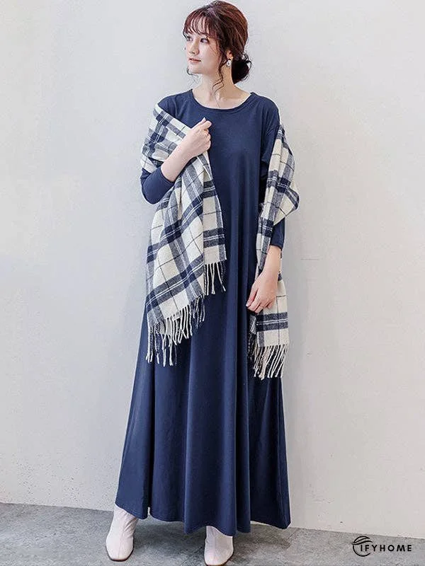 Simple 6 Colors Plus Size Loose Long Sleeve Casual Dress | IFYHOME