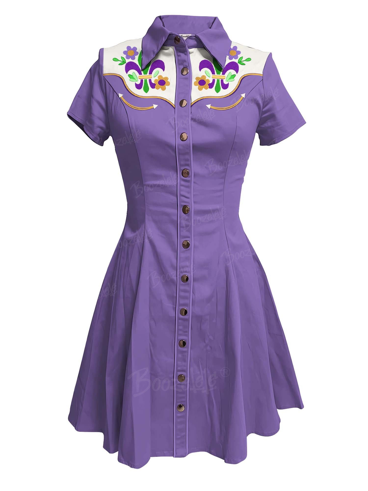 Mardi Gras Flower - 100% Cotton Dress