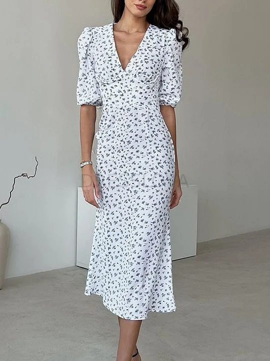 chinese dress ladies French Vintage Dress Women Puff Sleeve Square Collar Elegant Midi Dress  Party Beach Style One Piece Dress 2022 Summer : Amazon.ca: Clothing, Shoes  & Accessories main image 1