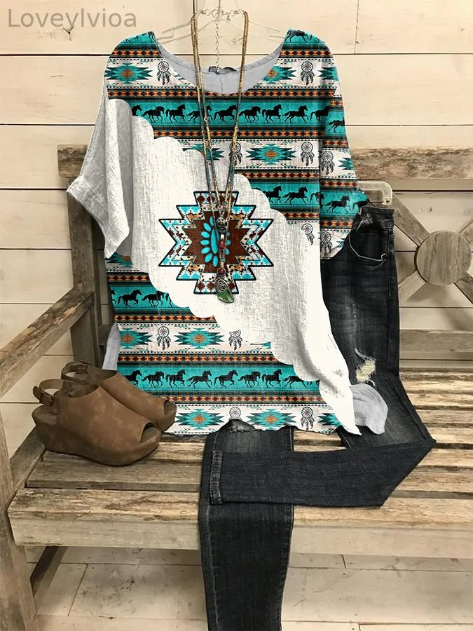 Western Ethnic Print Tops