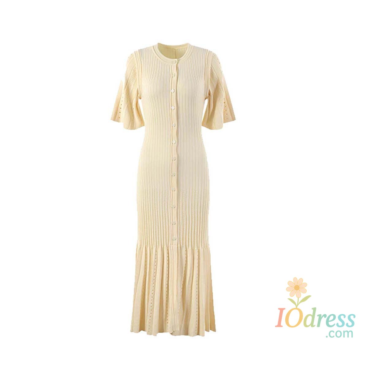 IO Dress Summer Spring New French Elegant Fragrance High-end Slimming Knitted Mermaid Dress Hollow Slimming Fish Tail Knit Dress IO Dress