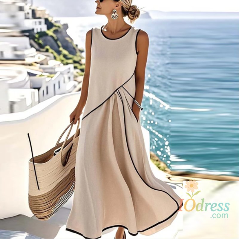 IO Dress 2025 New Patchwork Sleeveless Fashion Long Dress Women Loose Tank Dresses For Women Summer Beach Vacation Dresses Robe