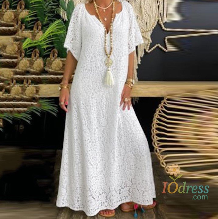 IO Dress 2023 Autumn Banquet Women's Dress Lace V-Neck Elegant Elegant Women's Fashion Holiday Style Women's Long Dress White Dress