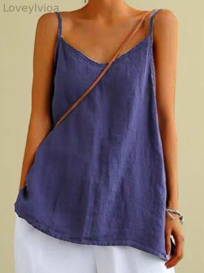 Ladies Cotton Linen Loose Casual Camisole