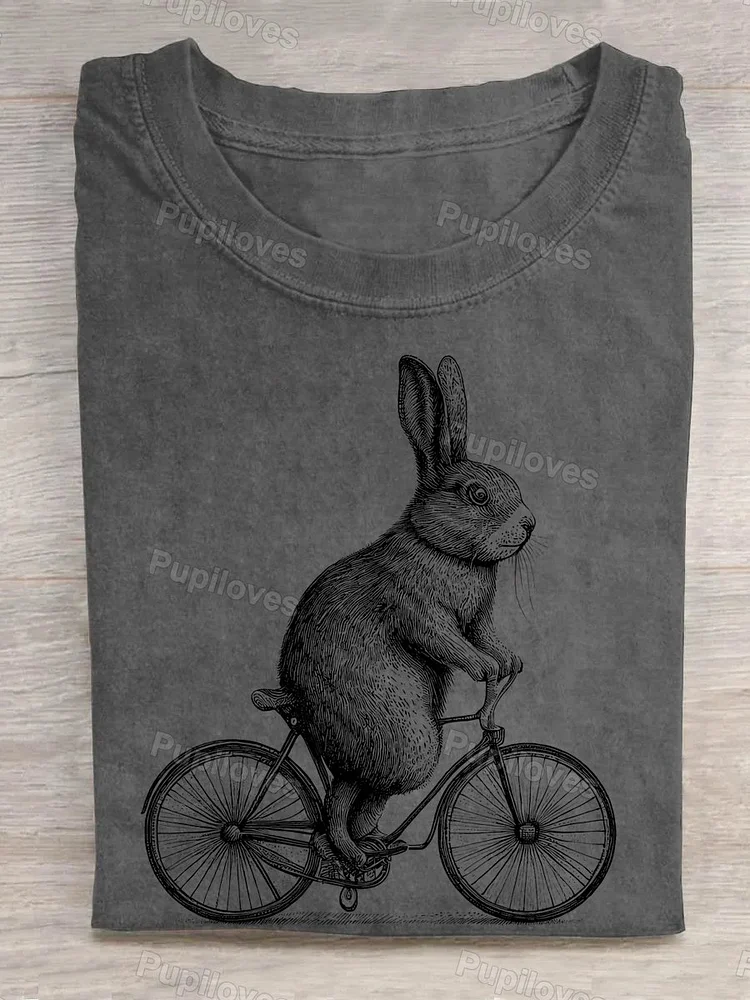Pupiloves Pupiloves  The Rabbit on A Bike T-shirt