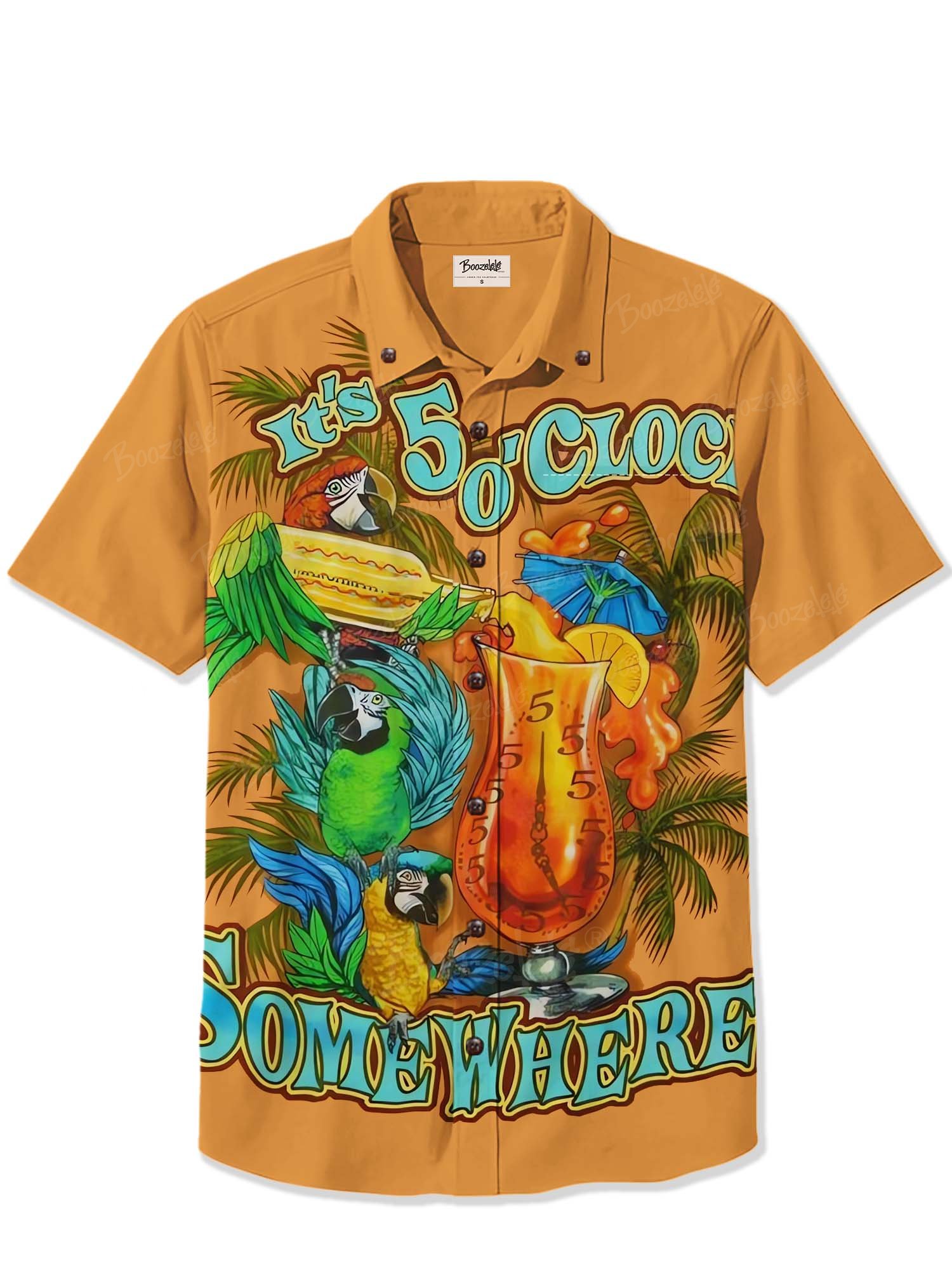 Parrot And Cocktails It'S 5 O'Clock Somewhere - 100% Cotton Shirt