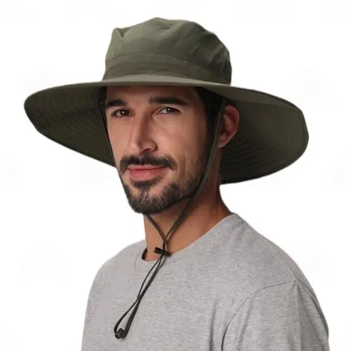 Home Prefer UPF50+ Mens Sun Hat Wide Brim Fishing Hat Foldable Large Brim UV Protection Sun Hat for Men Women Beach Gardening