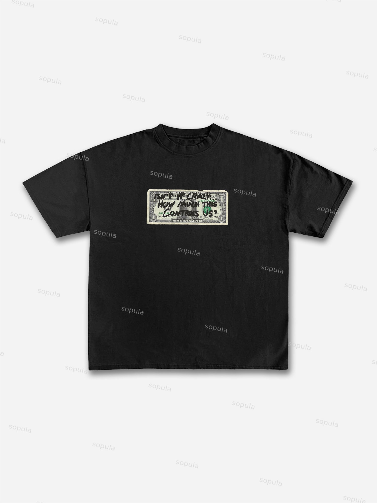 Funny Dollar Bill Graphic Print Cotton T-shirt