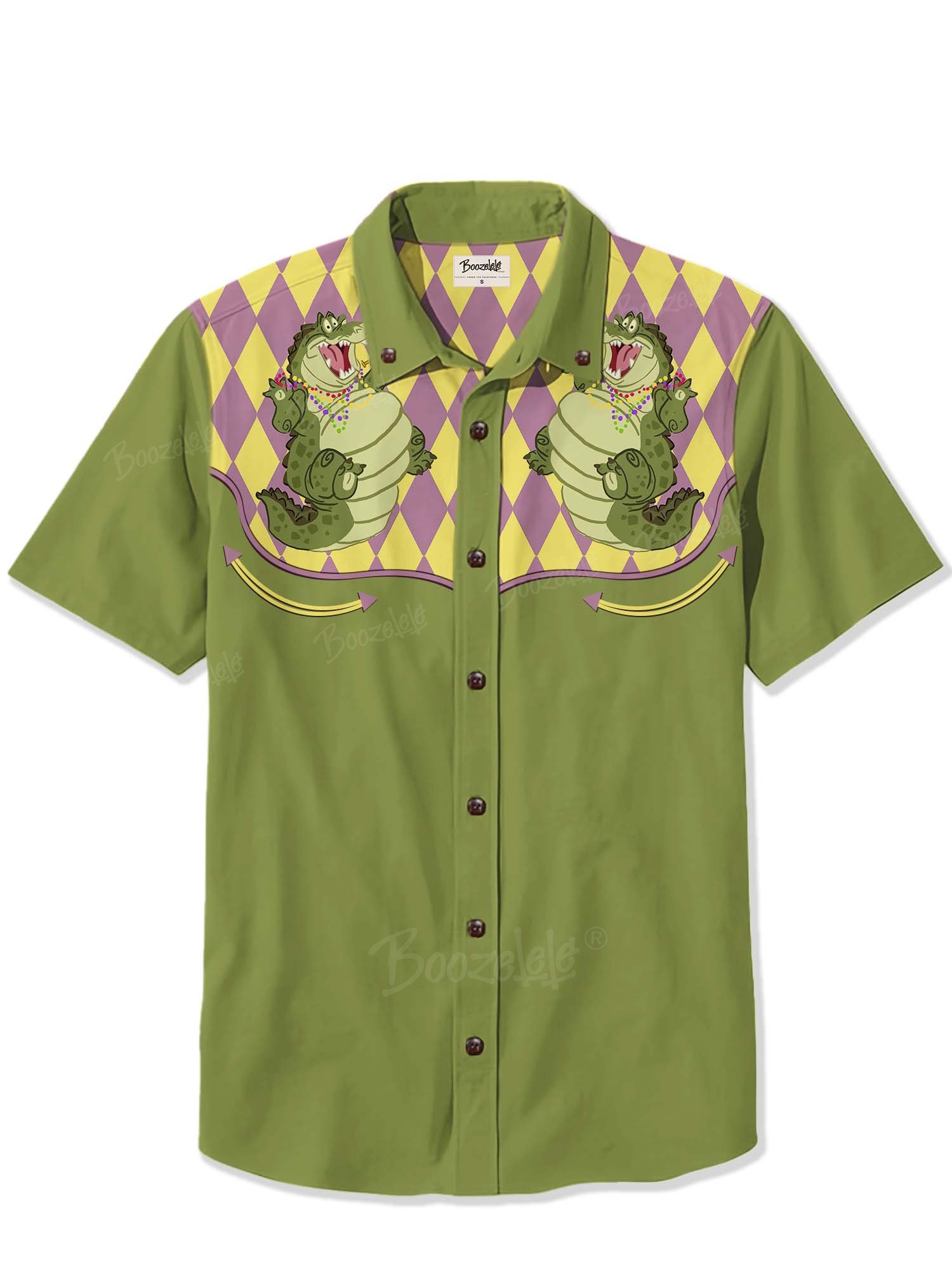 Mardi Gras Music Crocodile With Saxophone - 100% Cotton Shirt