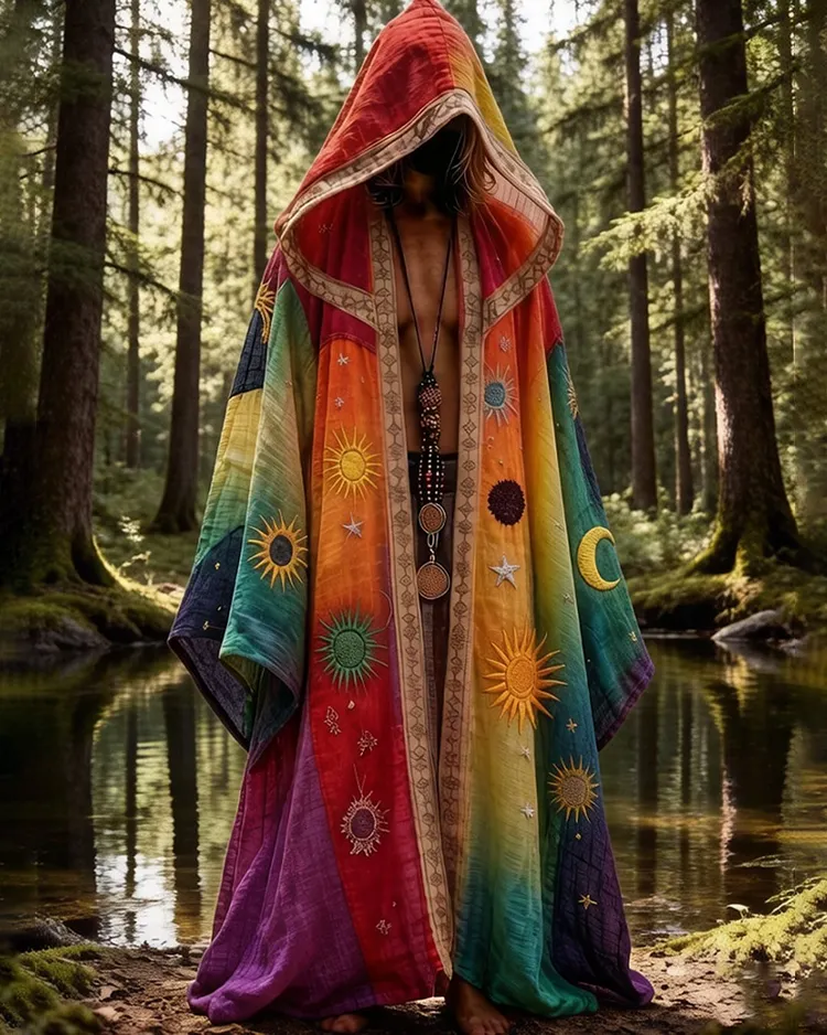 Men's Summer Outdoor Vacation Color-blocked Star and Moon Embroidered Ultra-thin Linen Cardigan  8091